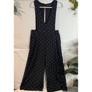Women's Black Polka Dot Jumpsuit By Splash Size 10 With Deep V-Neck & Wide Legs